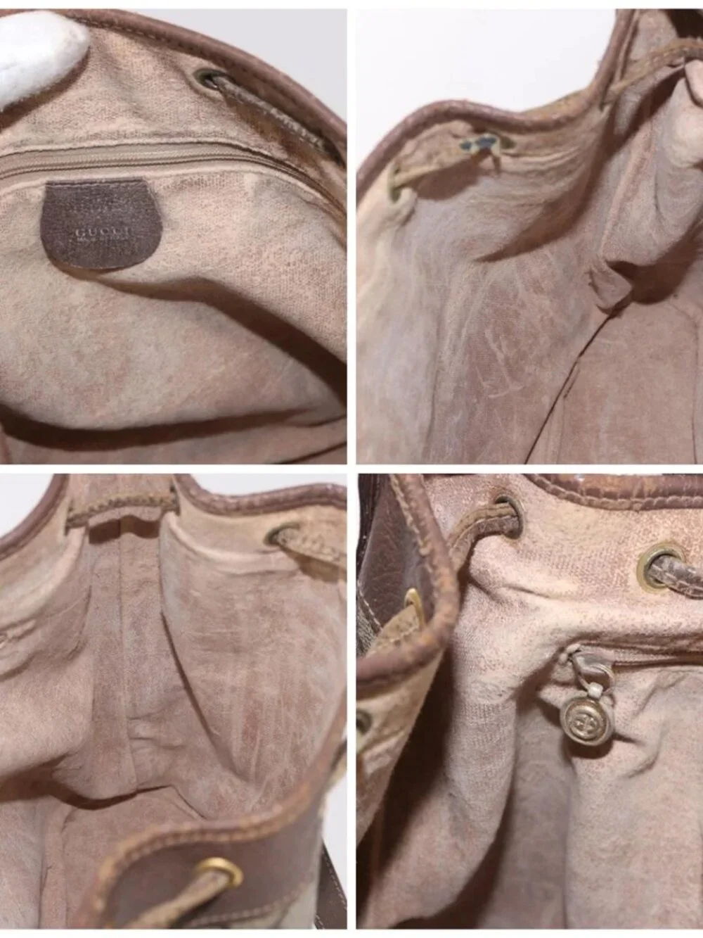 GUCCI GG Supreme Purse Shoulder Bag PVC Beige Gold 001 115 6179 4023 Auth 187851